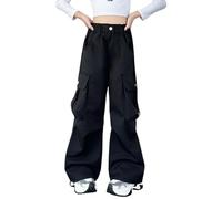 Jeans pour Filles Enfants Pantalons en Denim évasés à Jambes Larges Jeans de Jazz Danse Décontracté Ample Pantalon Cargo Bootcut pour Ado Fille Y2k Pas Cher