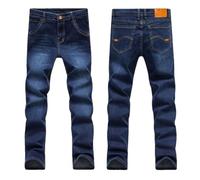 Jeans pour homme avec bande élastique surdimensionnée taille haute pantalon ample pour mari gros pantalon en jean noir, Bleu 1, 34 W