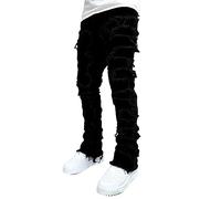 Jeans Skinny déchirés pour Hommes Pantalons en Denim Coupe Slim y2k Goth Harajuku Emo Jeans Pantalon (B01-02,M)
