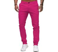 Jeans Slim Casual en Coton pour Hommes Pantalon en Jean Taille Moyenne élastique Jeans Skinny colorés Confortables en Jean (Rose Rouge,S)