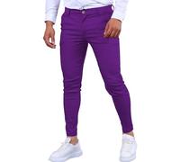 Jeans Slim Casual en Coton pour Hommes Pantalon en Jean Taille Moyenne élastique Jeans Skinny colorés Confortables en Jean (Violet,M)