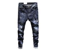 Jeans Slim - FUNMOON - Noir - Broderie Chinoise - Coupe Standard - Pour Hommes 36