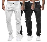 Jeans Slim pour Homme Classique Confortable Jeans réguliers Jeans Droits en Coton Skinny (Color 16-3pc,L)