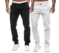 Jeans Slim pour Homme Classique Confortable Jeans réguliers Jeans Droits en Coton Skinny (Color 6-2pc,S)