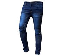 Jeans Slim pour Homme Pantalon décontracté en Jean Stretch Skinny Jeans Coupe Classique Confortable en Jean Doux (Bleu foncé,S)