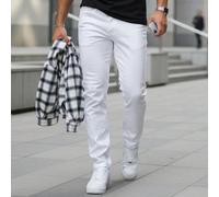 Jeans slim pour hommes, jeans slim à cinq poches, taille mi-haute, jambes longues, braguette boutonnée et zippée, jeans pour hommes avec passants de ceinture, jeans slim classiques pour hommes. Ce jea