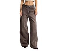 Jeans Straight classique taille basse femme It's Basic Marron 42