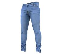 Jeans Taille Basse Coupe Droite Homme Jean Ultra Extensible Cintrée Hommes Jeans Stretch Slim Pantalon De Travail Couleur Pure Basique Décontracté Pantalons en Denim (Bleu Clair,S,S)