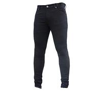 Jeans Taille Basse Coupe Droite Homme Jean Ultra Extensible Cintrée Hommes Jeans Stretch Slim Pantalon De Travail Couleur Pure Basique Décontracté Pantalons en Denim (Noir,S,S)