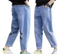 Jeans taille haute pour femme Jungen Sommer Hosen Elastische Taille Jeanshosen Freizeithose Mit Tasche Baggy Pants Hose Outdoorhose Hip Hop Streetwear Arbeitshose Kinder, vert foncé, 4-5 ans
