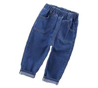 Jeans taille haute pour femme Jungen Sommer Hosen Elastische Taille Jeanshosen Freizeithose Mit Tasche Baggy Pants Hose Outdoorhose Hip Hop Streetwear Arbeitshose Kinder, bleu clair, 4-5 ans