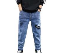 Jeans taille haute pour femme Jungen Sommer Hosen Elastische Taille Jeanshosen Freizeithose Mit Tasche Baggy Pants Hose Outdoorhose Hip Hop Streetwear Arbeitshose Kinder, café, 4-5 ans