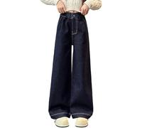 Jeans taille haute pour femmes et filles, pantalon décontracté à jambe large pour enfants, pantalon droit confortable, tendance, coupe ample, âge 5 à 16 ans, automne, printemps, été, usage quotidien