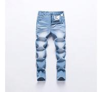 Jeans tout-aller décontractés de style de rue moderne pour garçon préado, avec ceinture déchirée réglable à élastique, cinq poches, un article de denim essentiel et pour toutes les saisons 8Y,9Y,10Y,1