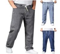 Jeans Vieillis Homme Jeans Amples Jeans de Survêtement à Taille élastique Pantalon Décontracté avec Poches Pantalons Droit Pants pour Hommes Pantalone Extensible Pantalon D'affaires Grande Taille