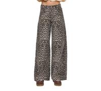 Jeans Wide Leg Ã motifs leopard femme It's Basic Marron 42x30