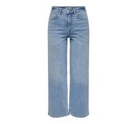 Only Jean Onlmadison Cro371 Noos – taille haute, jambe large, court – Bleu clair S / 32L