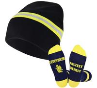 Jeasona Bonnet de pompier pour homme - Chaussettes de pompier - 43-46 - Cadeau pour homme - Accessoires de pompiers - Équipement de pompier - Cadeau pour pompier, Pompiers noirs, taille unique