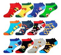 Jeasona Lot de 12 paires de chaussettes de sport pour homme 43-46 Multicolore Chaussettes pour homme 43-46 Coton Chaussettes amusantes pour homme 43-46 Lot de chaussettes courtes pour homme 43-46