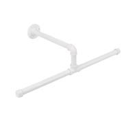 Jeasor Industrial Pipe Clothes Rack Floating DIY Wall Mounted, Heavy Duty Rustic Vintage Clothing Rod, Metal Garment Bar Space-Saving Hanging for Bedroom, Bathroom and Laundry Room (White)