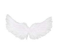 JEATHA Ailes d'ange Fée Blanche Enfant Adulte Deguisement Ange Tenue de Fête Ailes de Diable en Plumes Noir Fille Femme Costume de Soirée Halloween Carnaval A-Blanc 80x40cm
