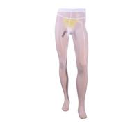 JEATHA Collant Homme Sexy Transparent String Elephant Pénis Poche Pantyhose Stockings Bas sous-Vêtements Lingerie Jeu De Rôle Blanc XL