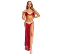 JEATHA Costume Reine Cléopâtre Égyptienne Femme Déguisement Carnaval Halloween Mascarade Bourgogne M