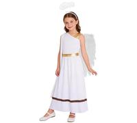 JEATHA Costume Toge Déesse Enfant Fille Ensemble Robe D'ange Blanche Noire Blanc A 15-16 ans