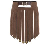 JEATHA Déguisement Gladiateur Romain Homme Faux Cuir Jupe Costume Combattant Romain Cosplay Halloween Carnaval Spectacle Marron Taille unique