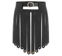 JEATHA Déguisement Gladiateur Romain Homme Faux Cuir Jupe Costume Combattant Romain Cosplay Halloween Carnaval Spectacle Noir Taille unique