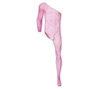 JEATHA Homme Bodystocking Résille Ouvert Combinaison Collant Transparent Sissy Lingerie Jeu De Rôle Tentation Rose Vif A Taille Unique
