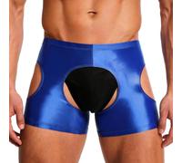 JEATHA Homme Lingiere Short Ouvert Entrejambe Boxer Caleçon Taille Basse Underwear Bleu XL