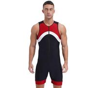 JEATHA Homme Une Pièce Maillot De Bain sans Manche Rashguard Combinaison Maillot De Corps Tenue Natation Surf Swimwear Rouge 4XL