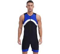 JEATHA Homme Une Pièce Maillot De Bain sans Manche Rashguard Combinaison Maillot De Corps Tenue Natation Surf Swimwear Bleu M