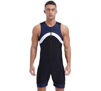 JEATHA Homme Une Pièce Maillot De Bain sans Manche Rashguard Combinaison Maillot De Corps Tenue Natation Surf Swimwear Bleu Marine M