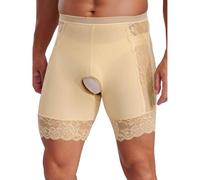 JEATHA Lingerie Pantalon Court Ouvert Entrejambe Taille Basse Boxer Short Dentelle sous Vêtement Taille Basse Nightwear Ecru L