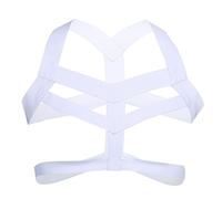 JEATHA Maillot De Corps Sport Homme Body Bandage Harnais De Poitrine De Fixation Muscle Ceinture Harnais Sangle Extensible Vêtements Retenue Esclave Blanc A Taille Unique