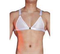 JEATHA sous Vêtement Sissy Homme Soutien Gorge Ouvert Devant Maillot De Corps Travesti Crop Top Blanc Taille Unique