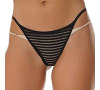 JEATHA String Femme Slip Transparent Maille Résille Ajouré Tanga Thong Chic Ficelle Mini Bikini Triangle Bikini Underwear S-L C Noir S