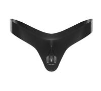 JEATHA String Taille Basse Latex Homme String Jockstrap Slip Tanga Taille Basse Bikini Briefs Underwear Noir XL