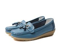 JeathFea Dames Casual Mocassins Plat Boucle en Métal Dames Léger Confortable en Cuir Mocassins en Plein Air Conduite Bateau Chaussures Femmes Chaussures