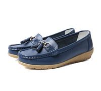 JeathFea Dames Casual Mocassins Plat Boucle en Métal Dames Léger Confortable en Cuir Mocassins en Plein Air Conduite Bateau Chaussures Femmes Chaussures