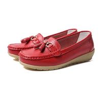 JeathFea Dames Casual Mocassins Plat Boucle en Métal Dames Léger Confortable en Cuir Mocassins en Plein Air Conduite Bateau Chaussures Femmes Chaussures
