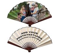 JeathFea Eventail Personnalisable Pliant - Eventail Pliant sur Mesure avec Personnalisable Photo - Cadeau Original Personnalisé - Mariage Fête Cadeau