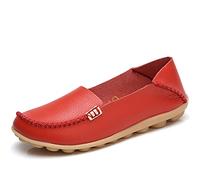 JeathFea Femmes sans Lacets Plats décontractés Bout Rond Mocassins en Cuir Confortables Mocassins en Cuir Sauvage Marche infirmière Respirant Conduite Mode Chaussures Souples