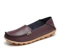JeathFea Femmes sans Lacets Plats décontractés Bout Rond Mocassins en Cuir Confortables Mocassins en Cuir Sauvage Marche infirmière Respirant Conduite Mode Chaussures Souples