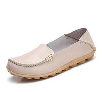 JeathFea Femmes sans Lacets Plats décontractés Bout Rond Mocassins en Cuir Confortables Mocassins en Cuir Sauvage Marche infirmière Respirant Conduite Mode Chaussures Souples