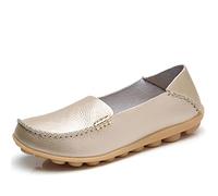 JeathFea Femmes sans Lacets Plats décontractés Bout Rond Mocassins en Cuir Confortables Mocassins en Cuir Sauvage Marche infirmière Respirant Conduite Mode Chaussures Souples
