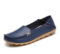 JeathFea Femmes sans Lacets Plats décontractés Bout Rond Mocassins en Cuir Confortables Mocassins en Cuir Sauvage Marche infirmière Respirant Conduite Mode Chaussures Souples