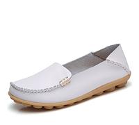 JeathFea Femmes sans Lacets Plats décontractés Bout Rond Mocassins en Cuir Confortables Mocassins en Cuir Sauvage Marche infirmière Respirant Conduite Mode Chaussures Souples